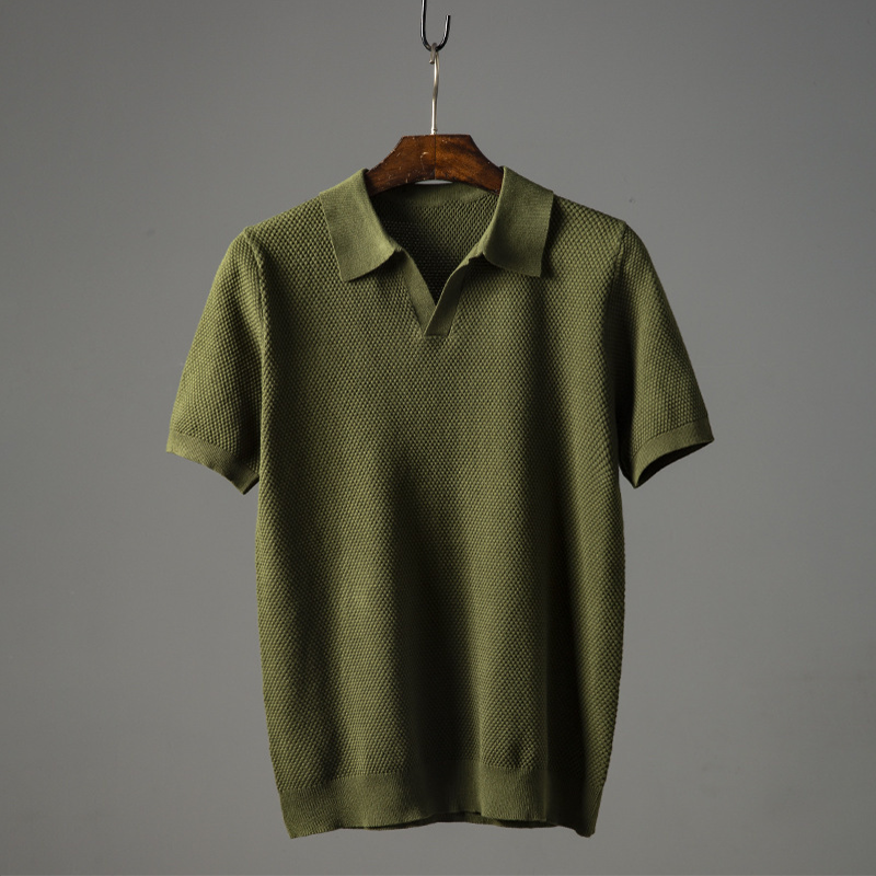 Polo da uomo a maniche corte in maglia testurizzata