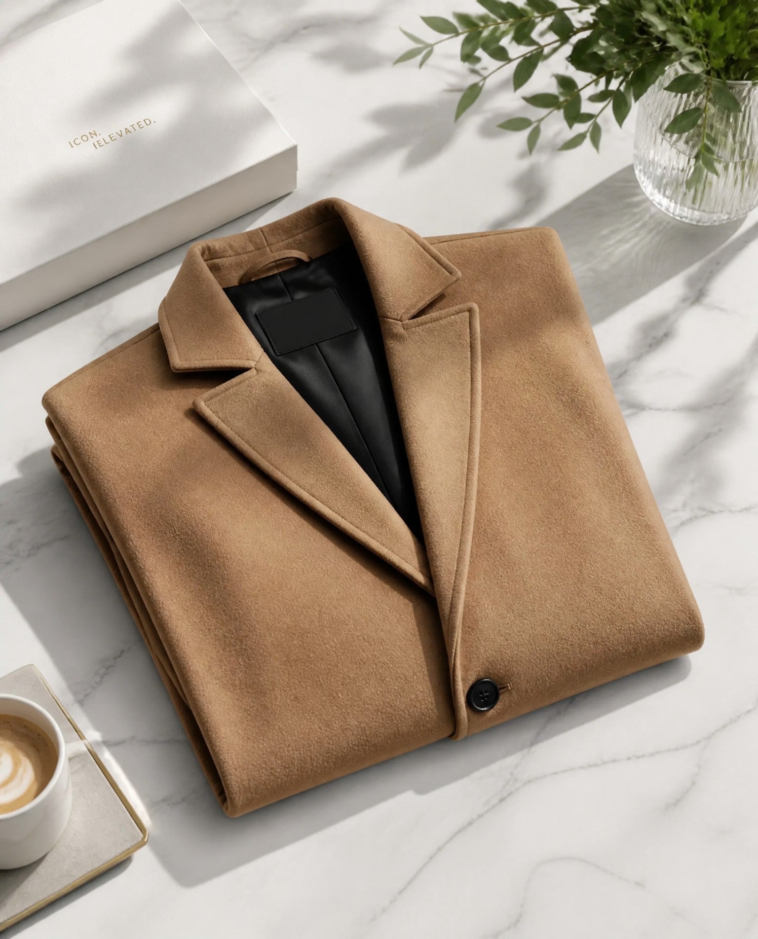 Cappotto Uomo Elegante Monopetto a Lunghezza Media
