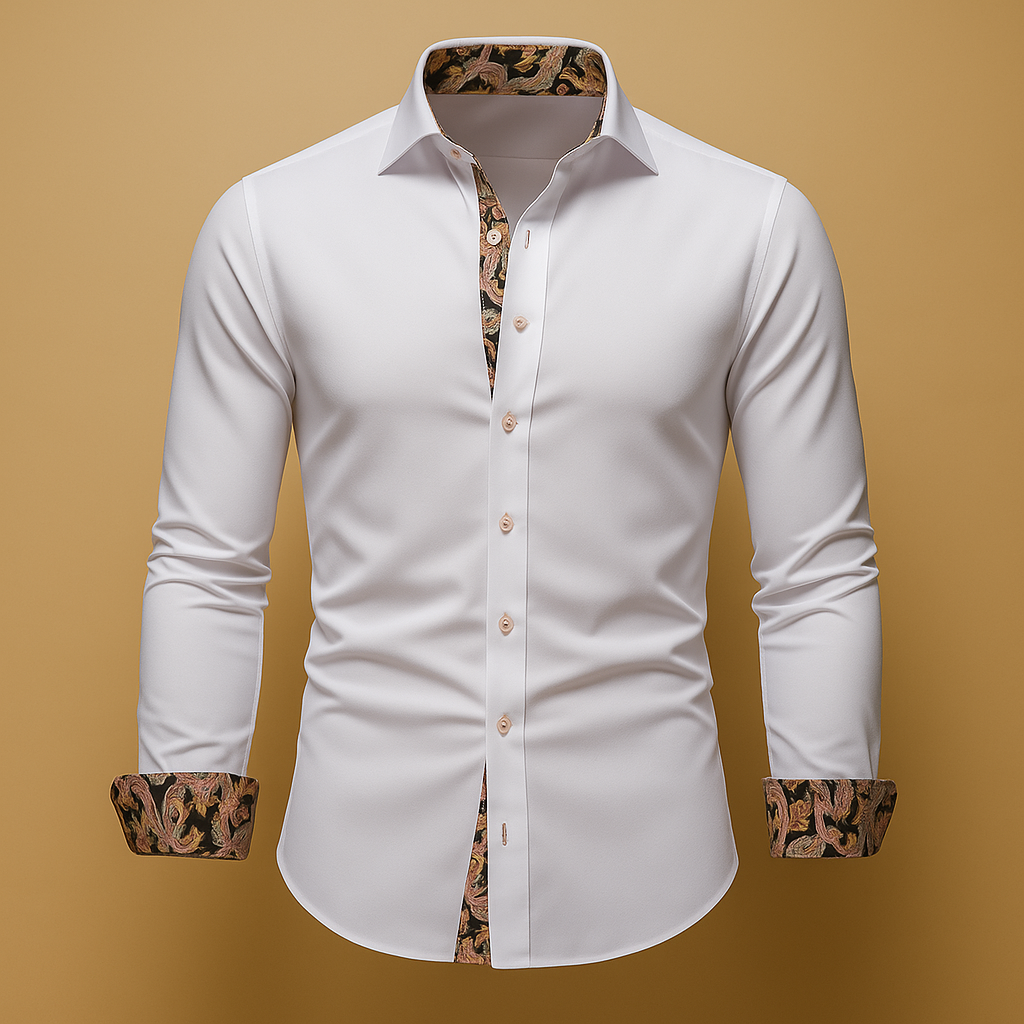Camicia Elegante Uomo Slim Fit a Maniche Lunghe con Colletto Classico