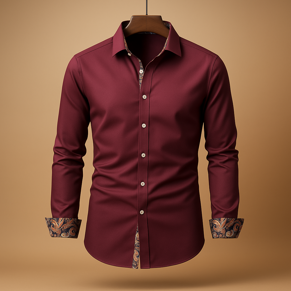 Camicia Elegante Uomo Slim Fit a Maniche Lunghe con Colletto Classico