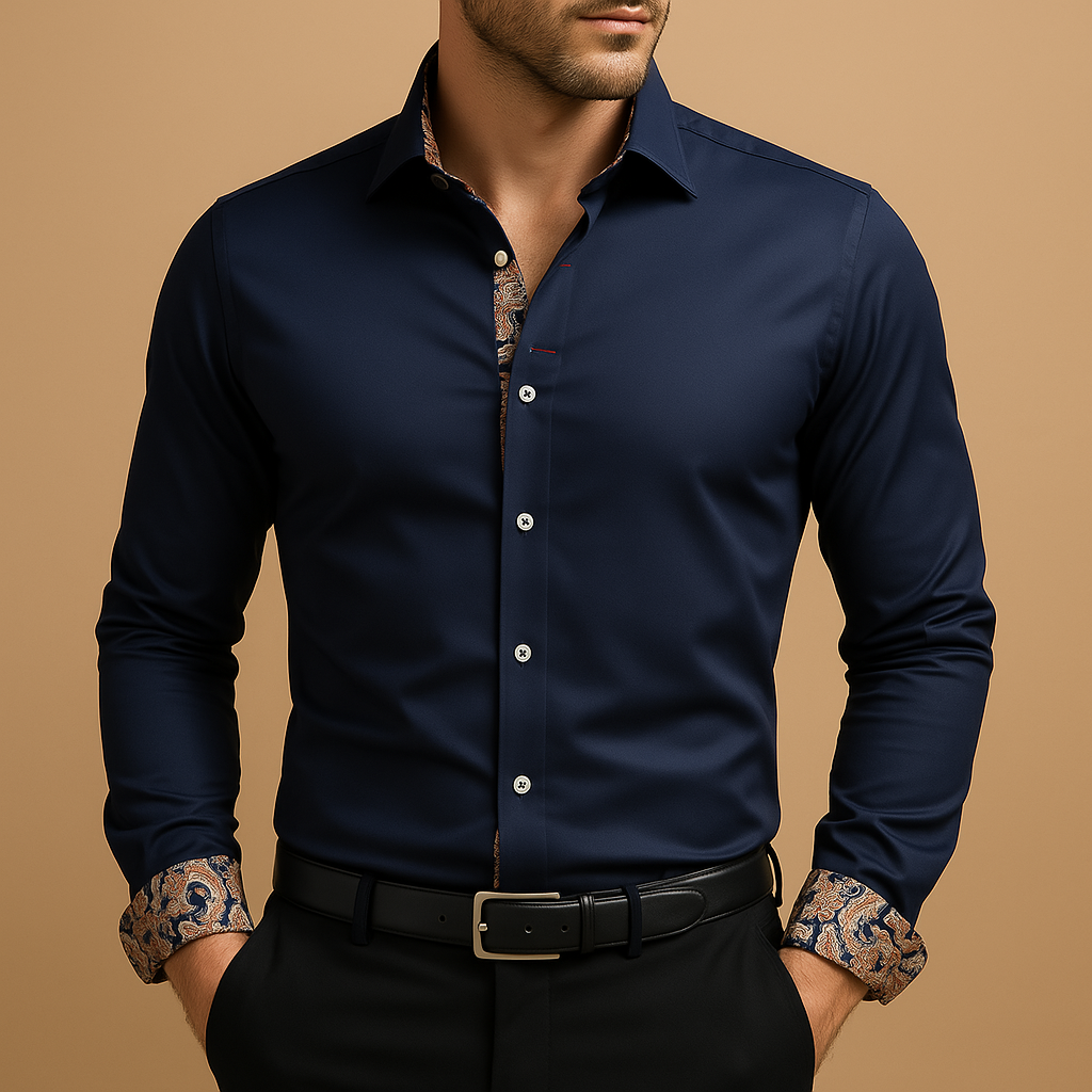 Camicia Elegante Uomo Slim Fit a Maniche Lunghe con Colletto Classico
