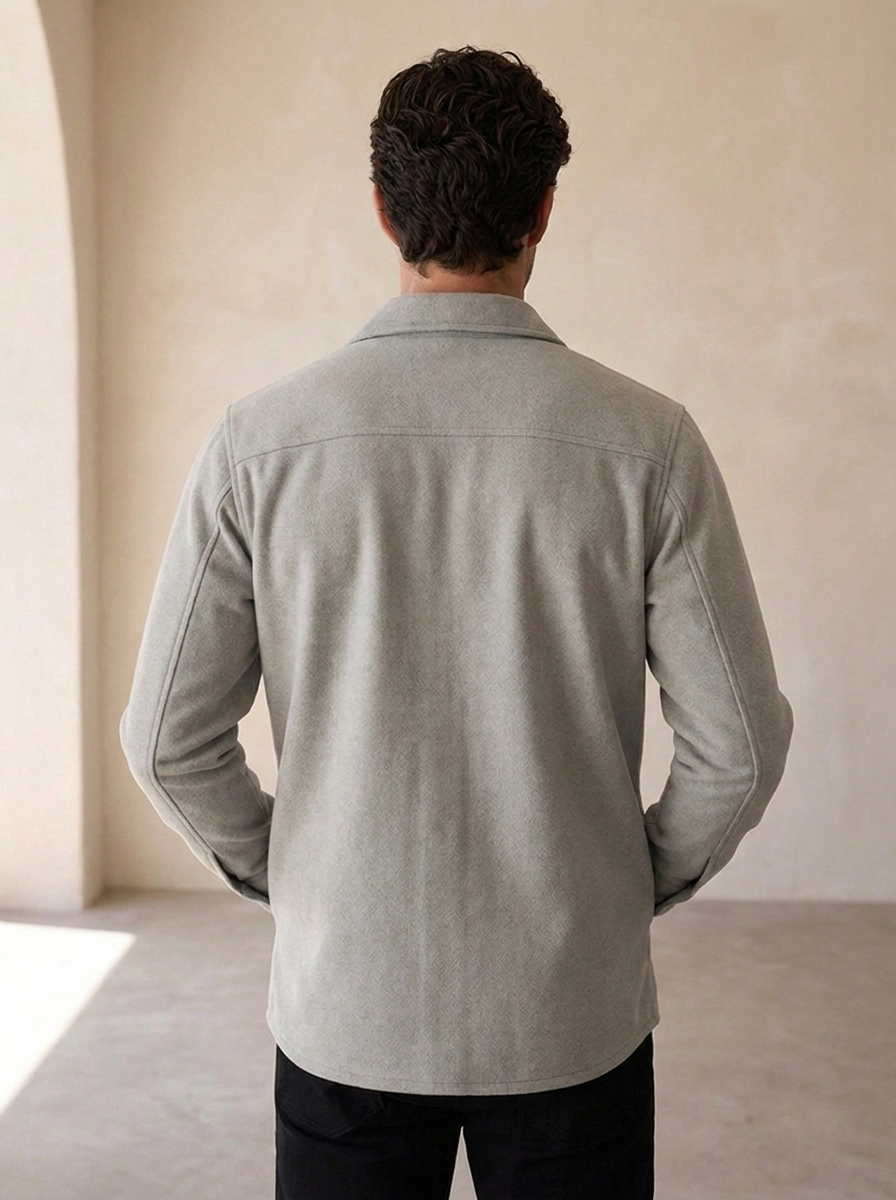 Giacca Camicia Uomo Casual con Tasche e Chiusura a Bottoni