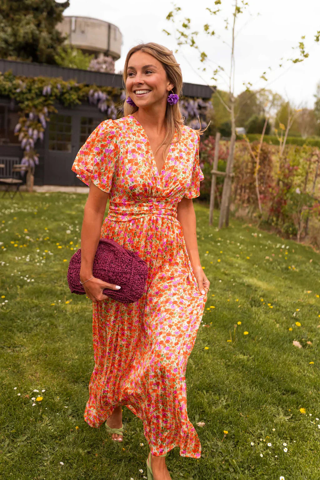 Women's Long Floral Dress with V-Neck – Elegant and Casual Summer Dress