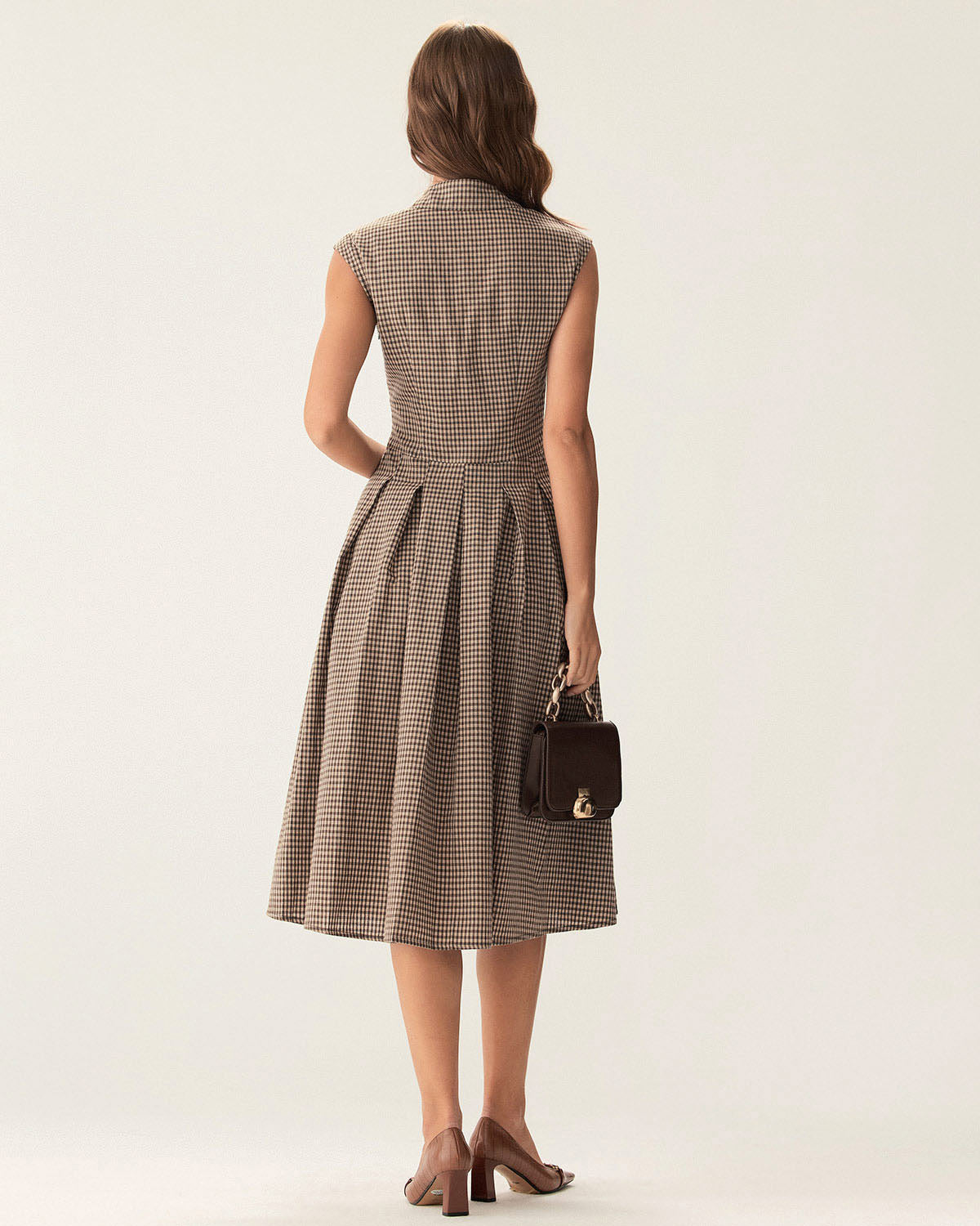 Pleated Cotton Midi Day Dress