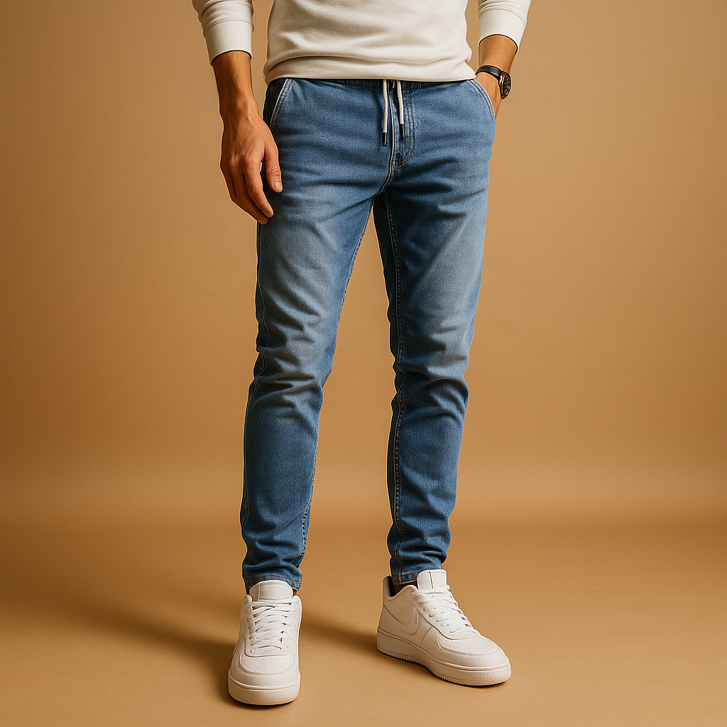 Jeans Slim Fit da Uomo in Denim Elasticizzato per Uso Quotidiano