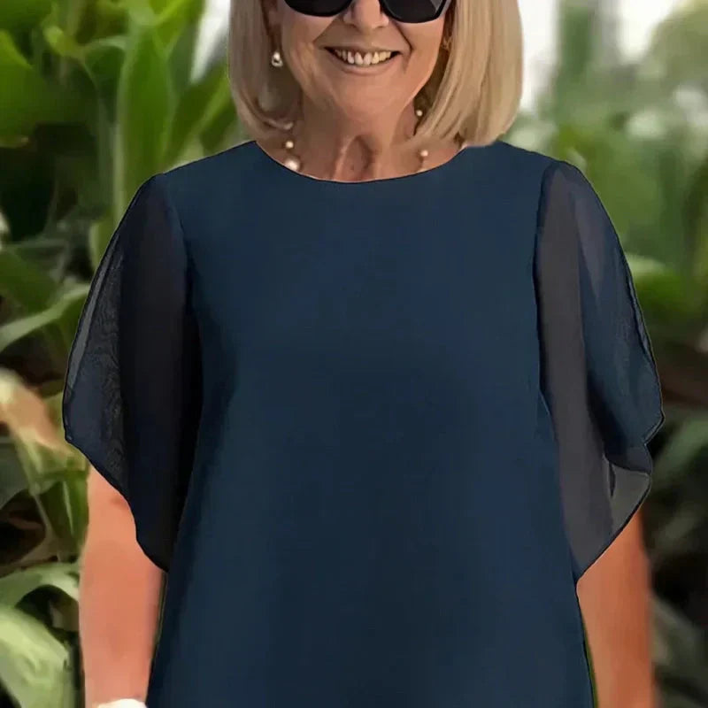 Completo da Donna Elegante Due Pezzi con Tunica Asimmetrica e Pantaloni