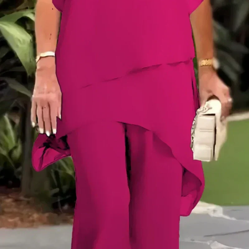 Completo da Donna Elegante Due Pezzi con Tunica Asimmetrica e Pantaloni