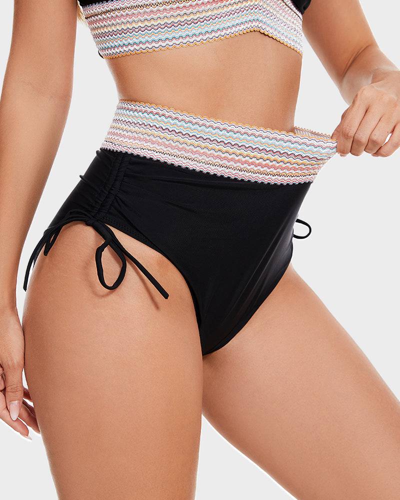 Bikini a vita alta modellante con motivo colorblock – sostegno, comfort e stile trendy