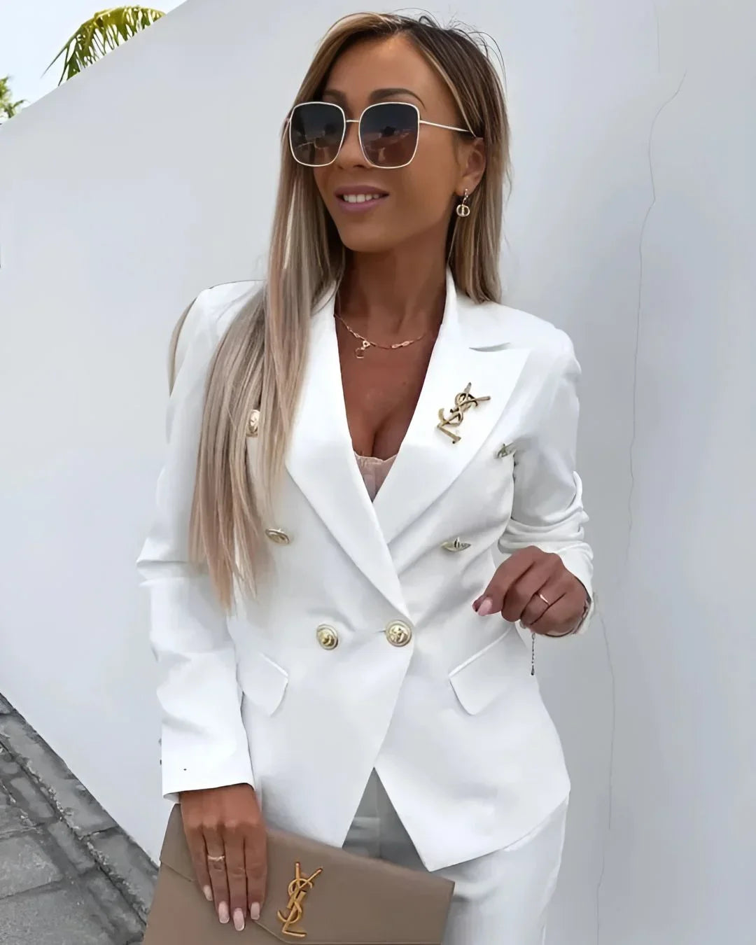 Completo Donna Elegante con Blazer Doppiopetto e Pantaloni Coordinati