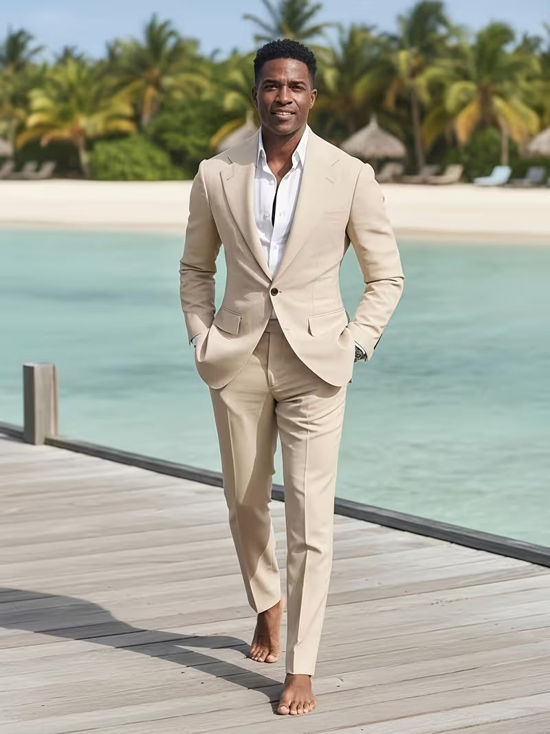 Ensemble élégant pour homme avec blazer droit et pantalon assorti