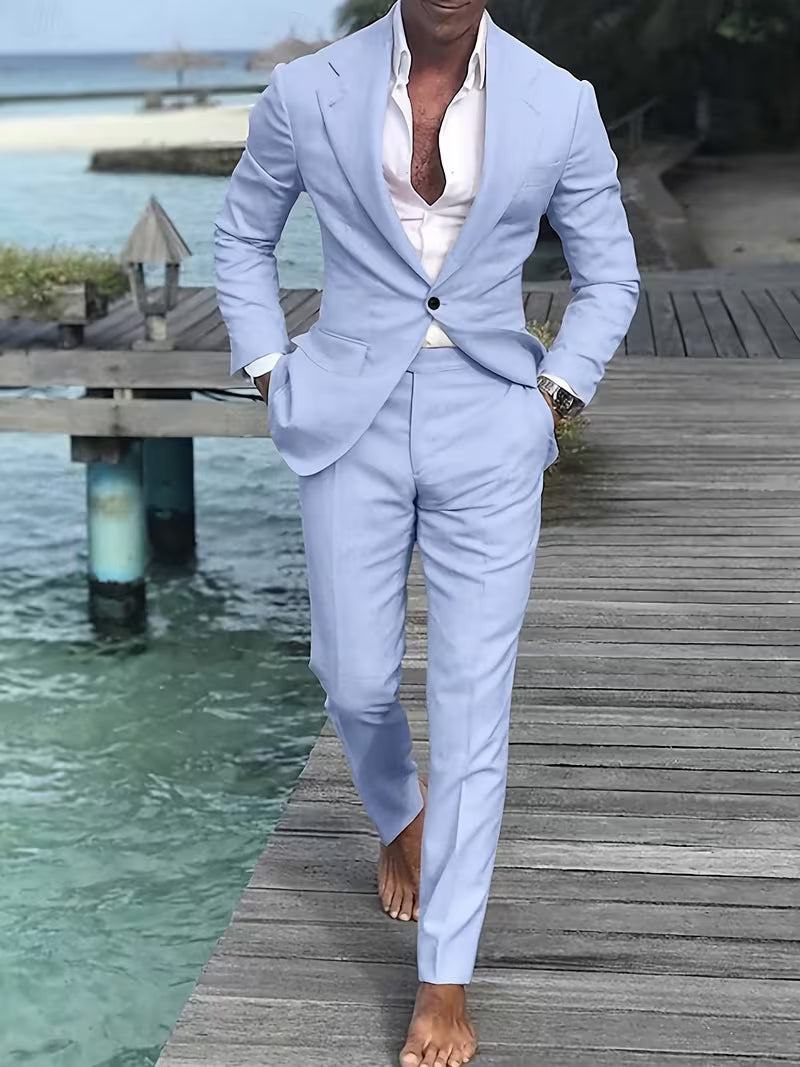 Ensemble élégant pour homme avec blazer droit et pantalon assorti