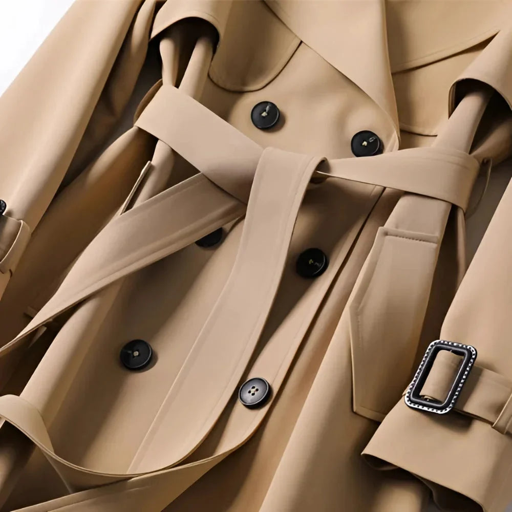 Trench Donna Doppiopetto con Cintura e Colletto Classico