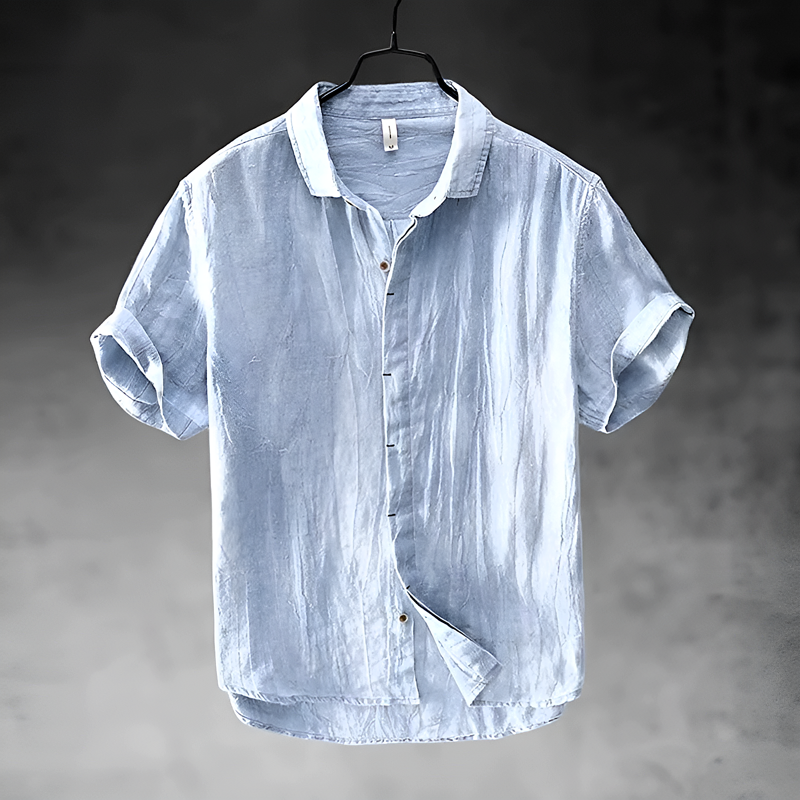 Camicia Uomo in Lino a Maniche Corte con Colletto Classico