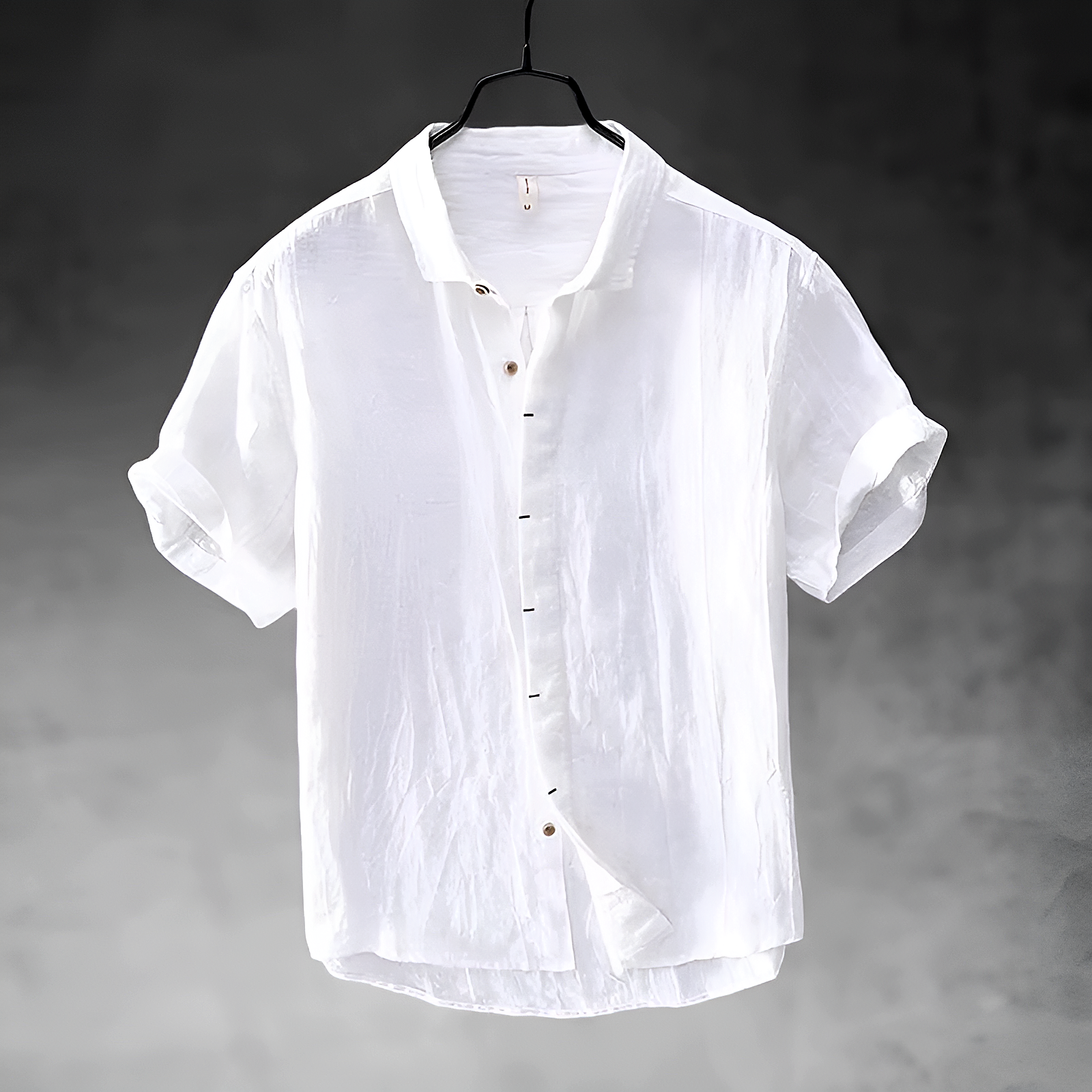 Camicia Uomo in Lino a Maniche Corte con Colletto Classico
