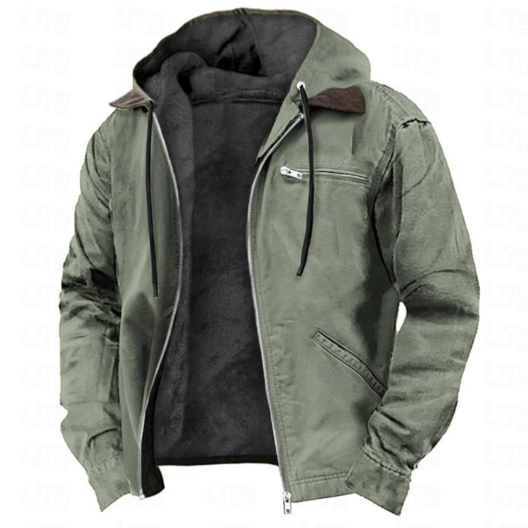 Giacca Uomo Casual con Cappuccio e Chiusura Zip