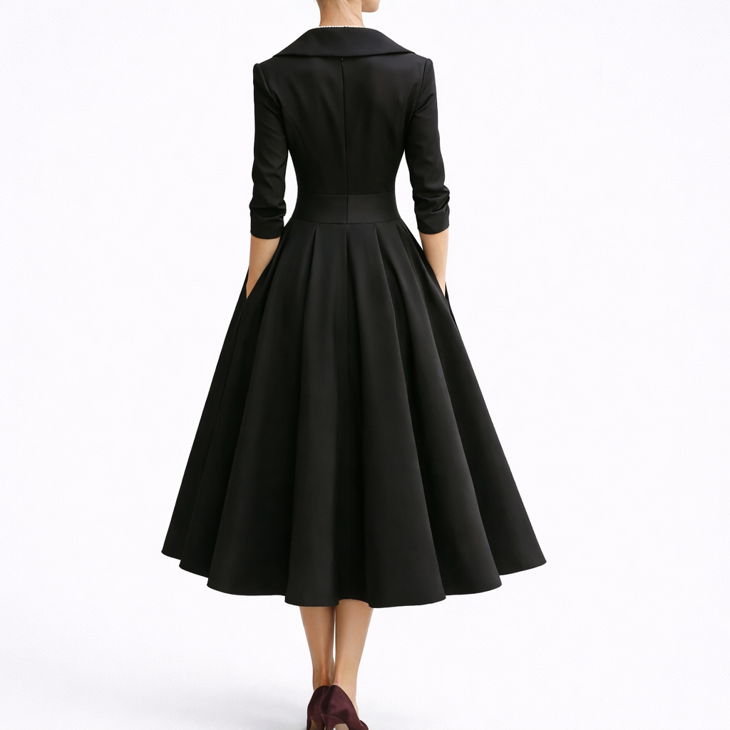 Robe midi pour femme avec décolleté croisé et jupe ample