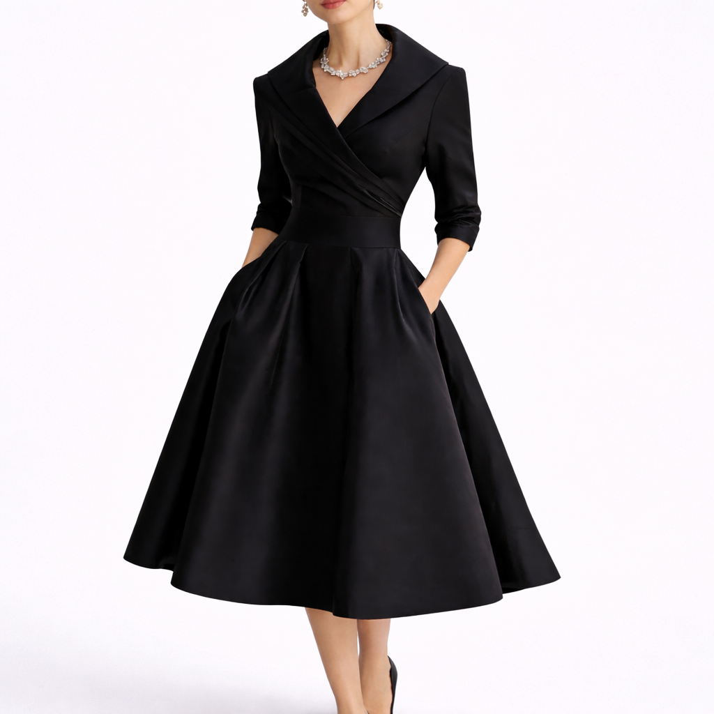 Robe midi pour femme avec décolleté croisé et jupe ample