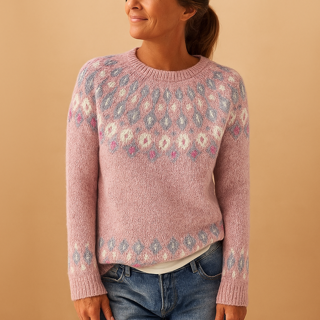 Maglione Donna Lavorazione Jacquard con Motivo Nordico
