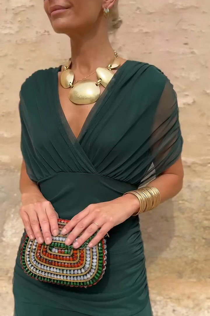 Vestido largo elegante para mujer con escote Bardot y falda fluida