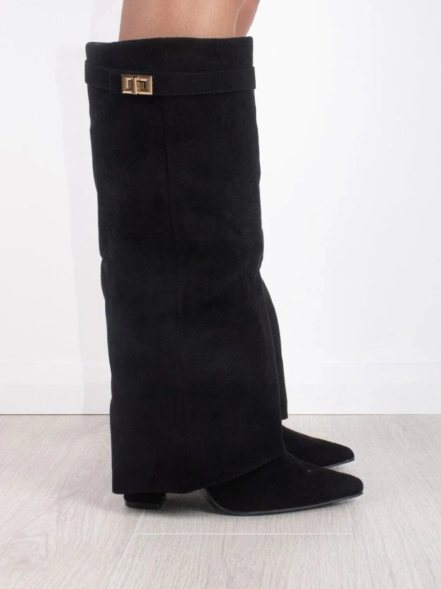 Evy | Stivali da Donna Eleganti in Camoscio Pregiato con Dettagli Dorati