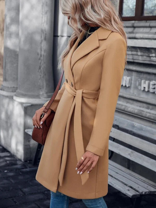 Trench Donna Lungo con Cintura e Revers Classico
