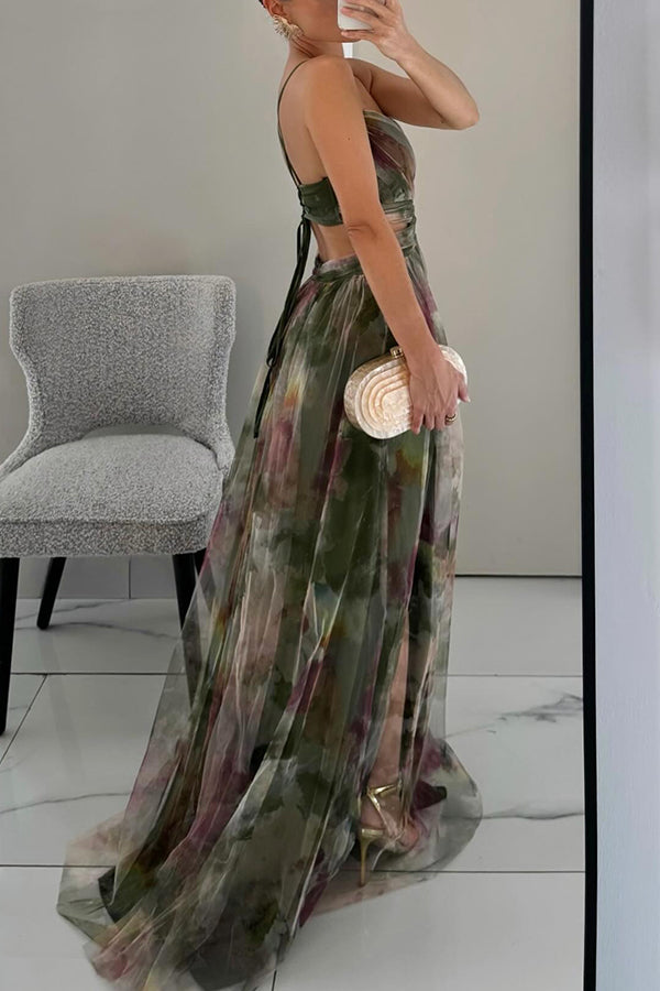 Vestito lungo da donna con stampa floreale