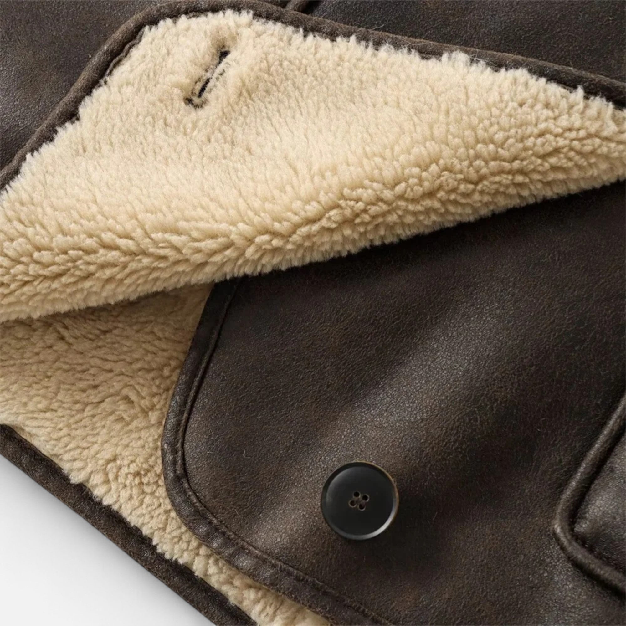 Giacca Donna Effetto Pelle con Colletto in Shearling e Tasche