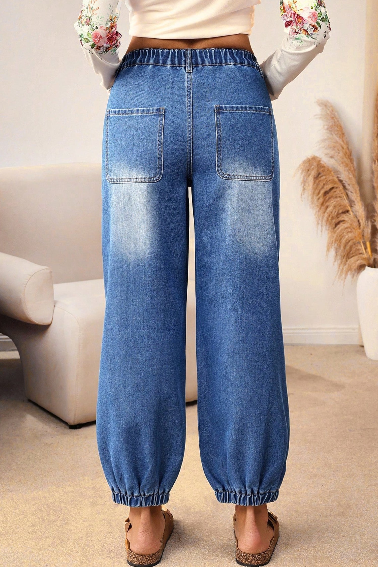 Jeans Casual Blu con 4 Bottoni e Taglio Conico