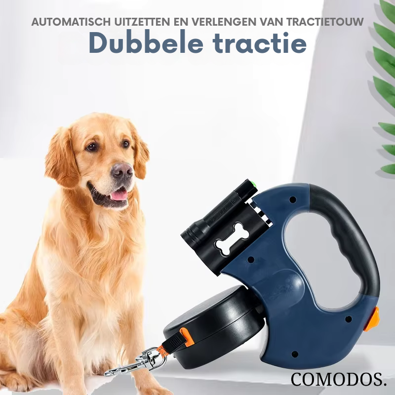 Guinzaglio Retrattile Doppio per Cani con Sistema Anti-Groviglio a 360°