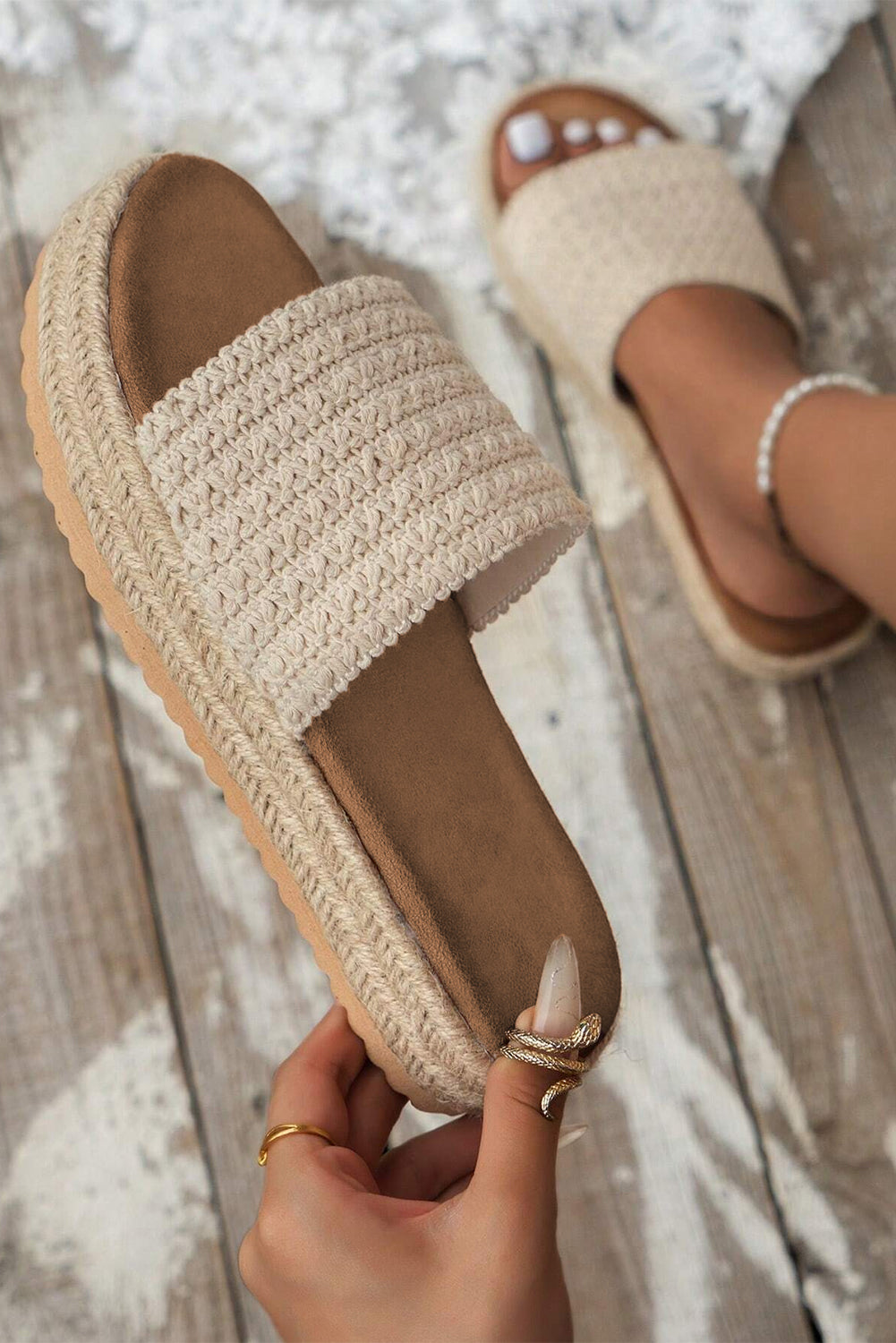 Ciabatte con Zeppa Intrecciate Boho Antiscivolo