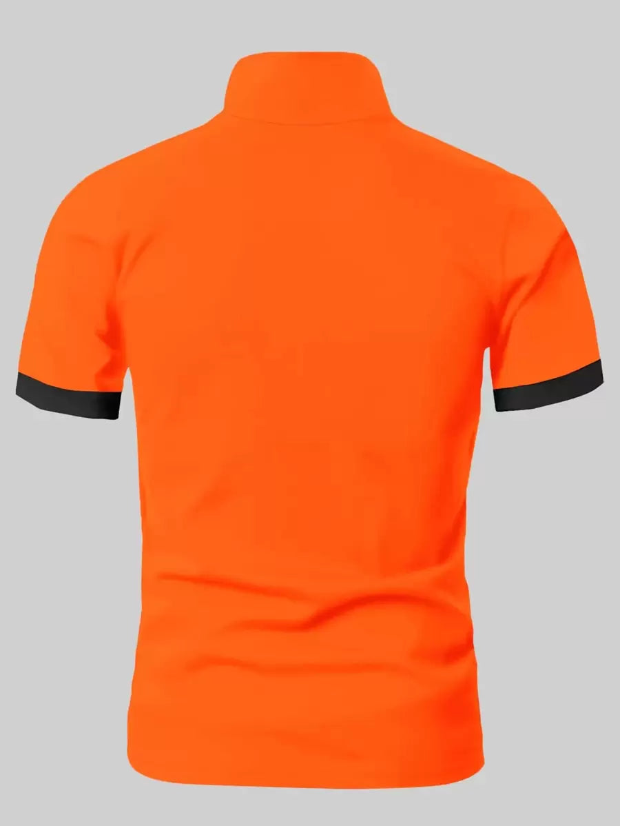 Tricou polo bărbați cu mâneci scurte și margini contrastante