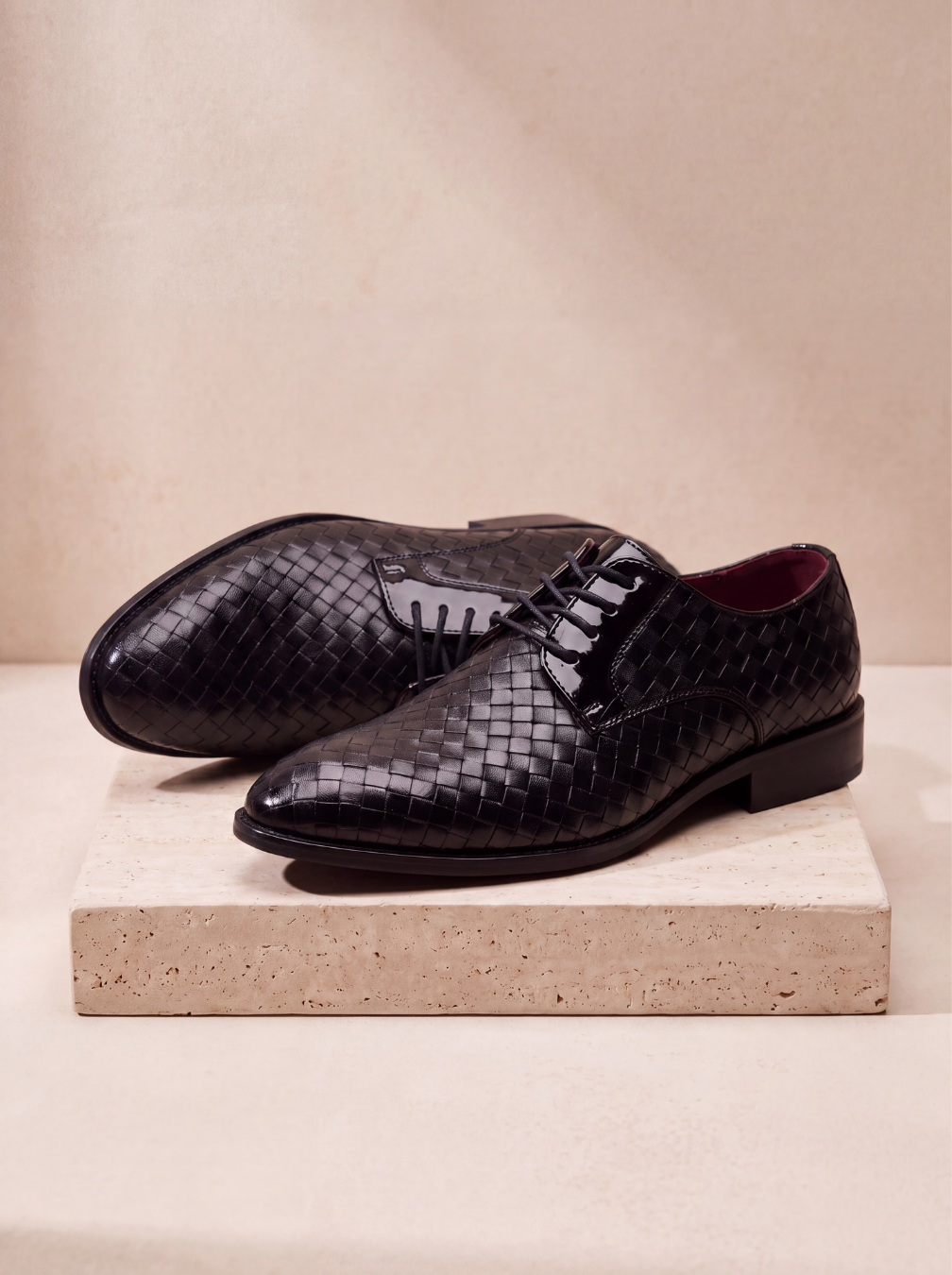 Scarpe Oxford Uomo con Texture Intrecciata e Lacci