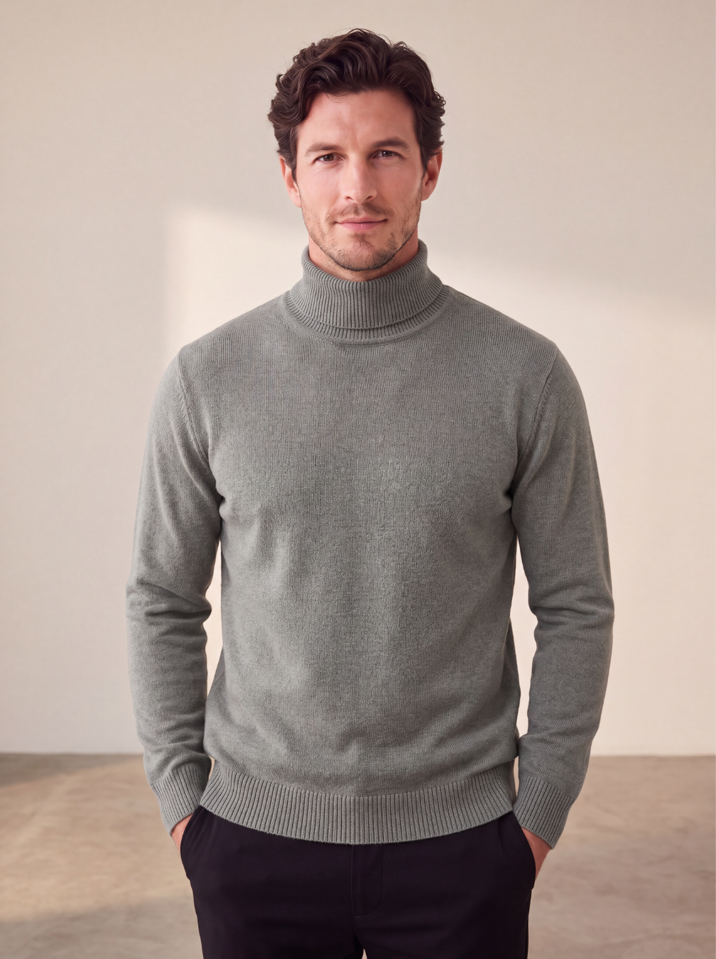 Maglione a Collo Alto da Uomo con Maniche Lunghe