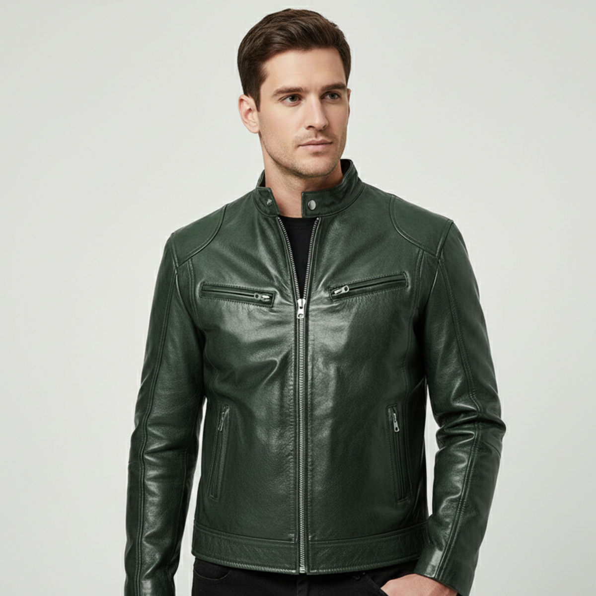 Giacca in Pelle Moderna da Uomo