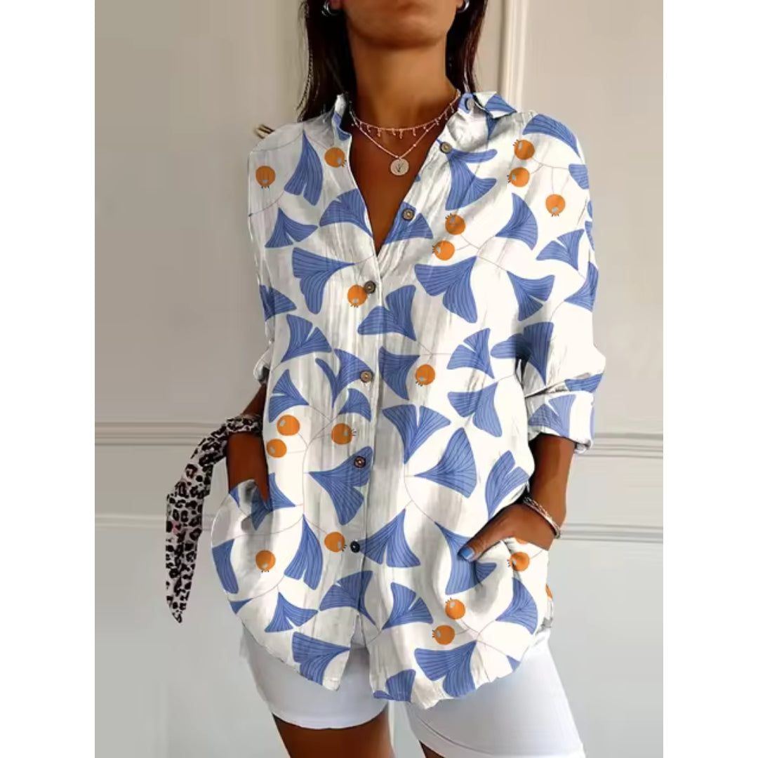 Blusa Floral con Botones para Mujer