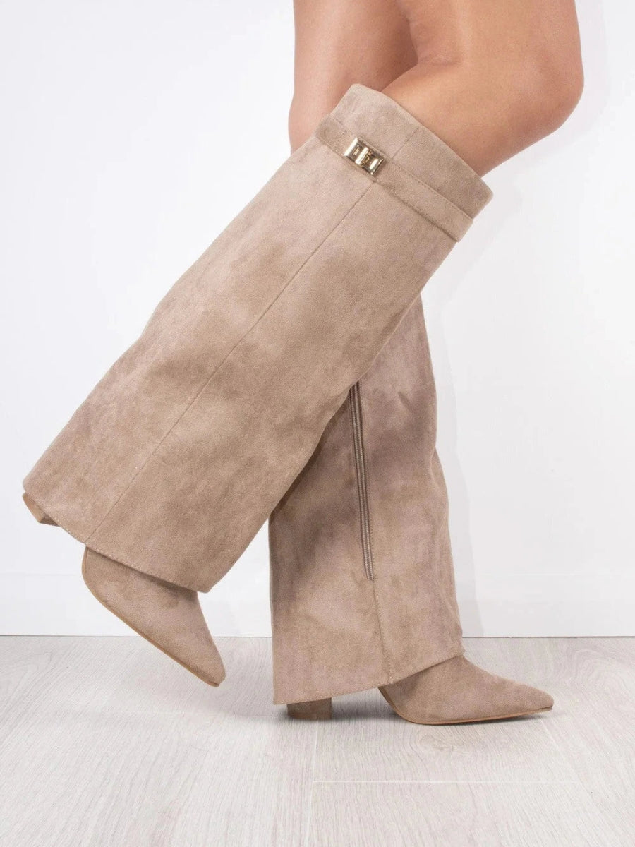 Evy | Stivali da Donna Eleganti in Camoscio Pregiato con Dettagli Dorati