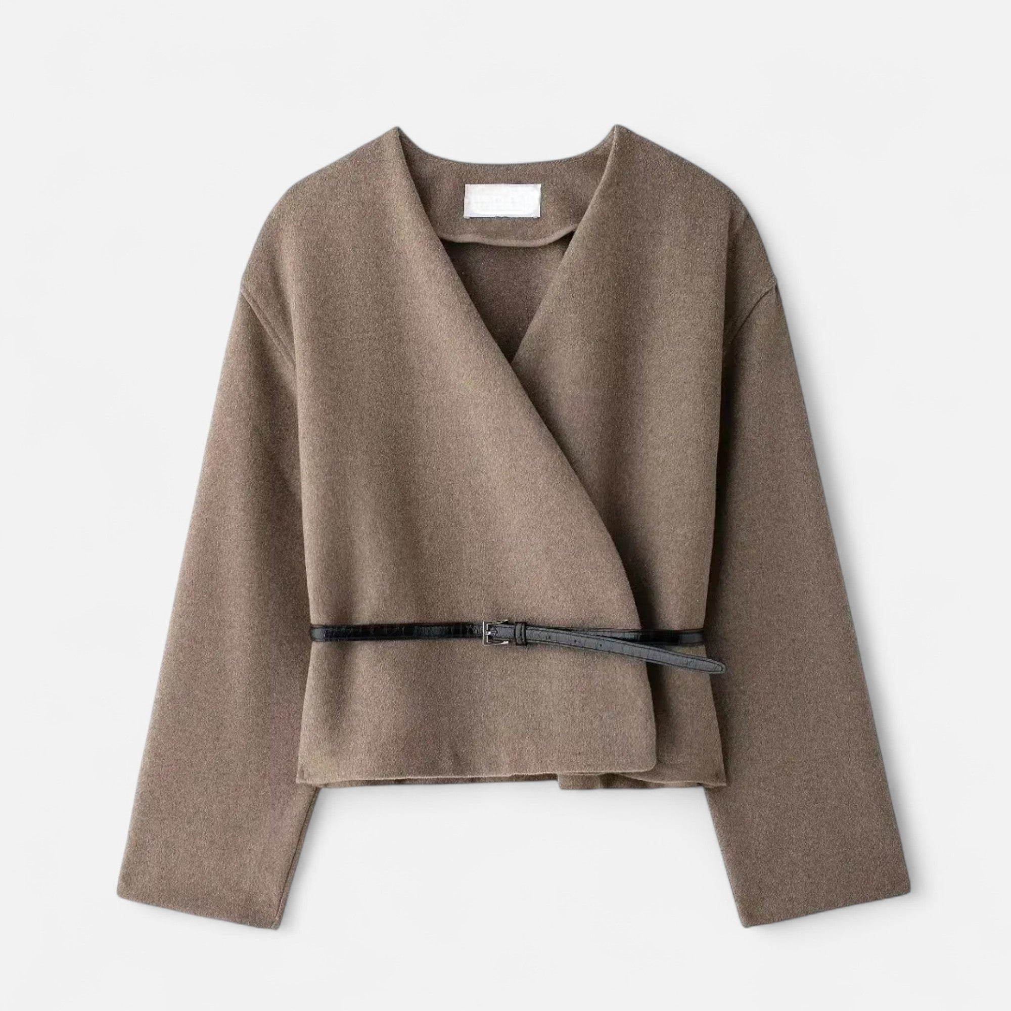 Giacca Donna Incrociata con Cintura Sottile e Scollo a V