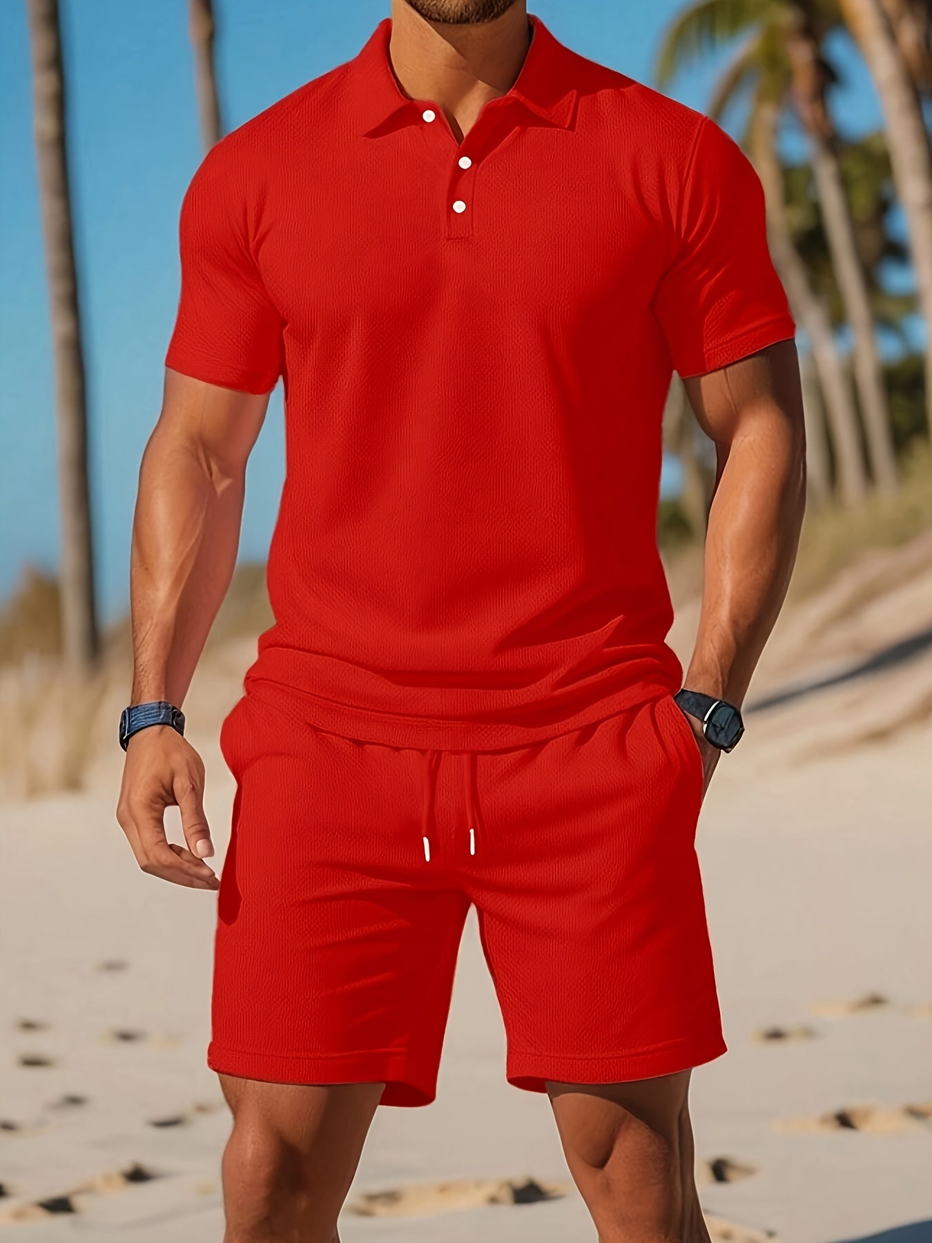 Completo Casual Uomo Polo e Pantaloncini Vestibilità Regolare