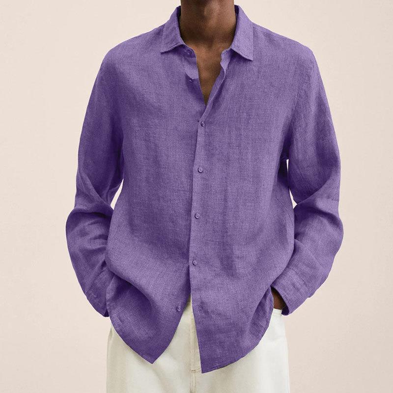 Camisa de lino de manga larga para hombre