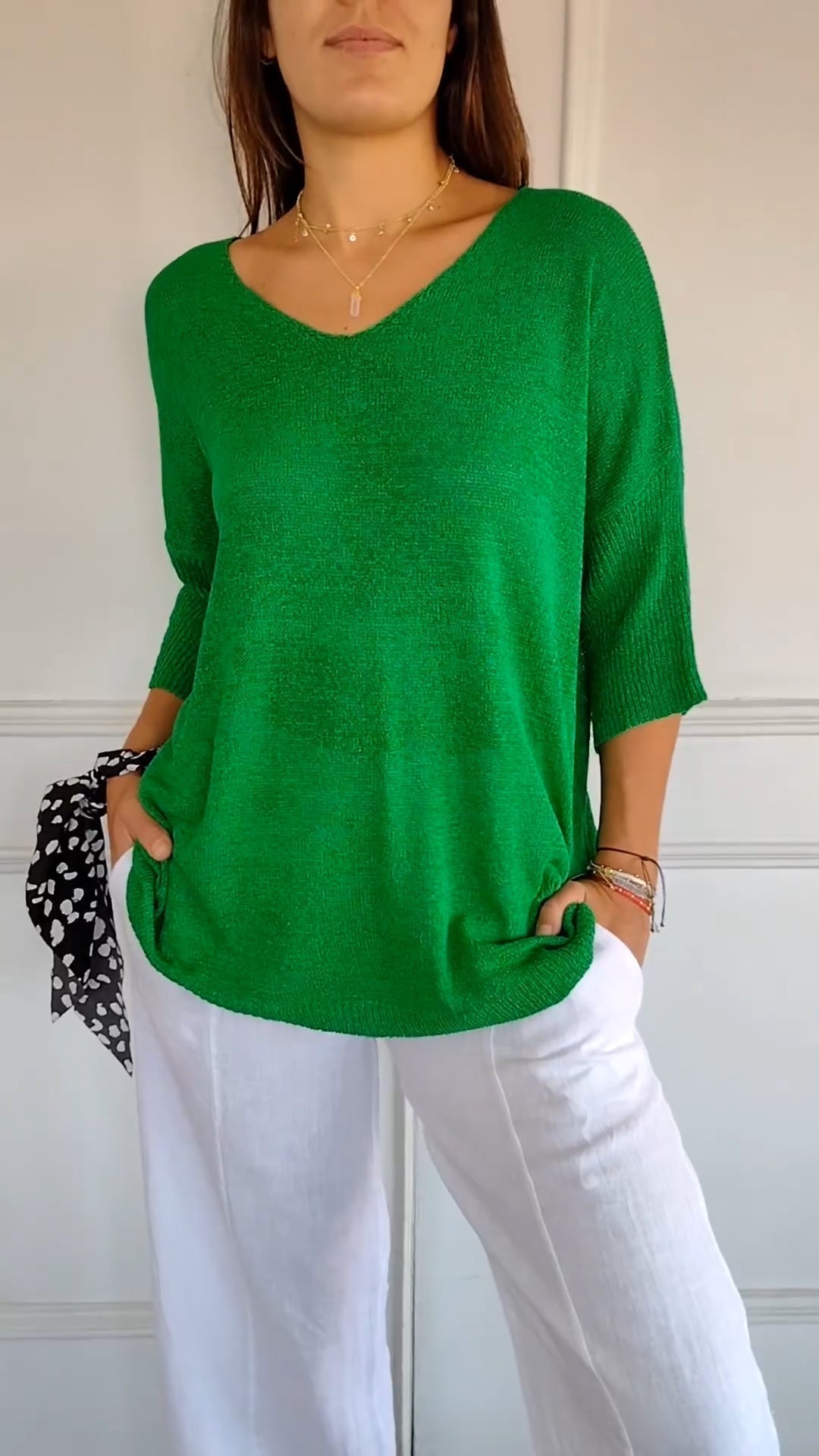 Maglia Donna Casual Scollo a V Maniche Lunghe Morbida