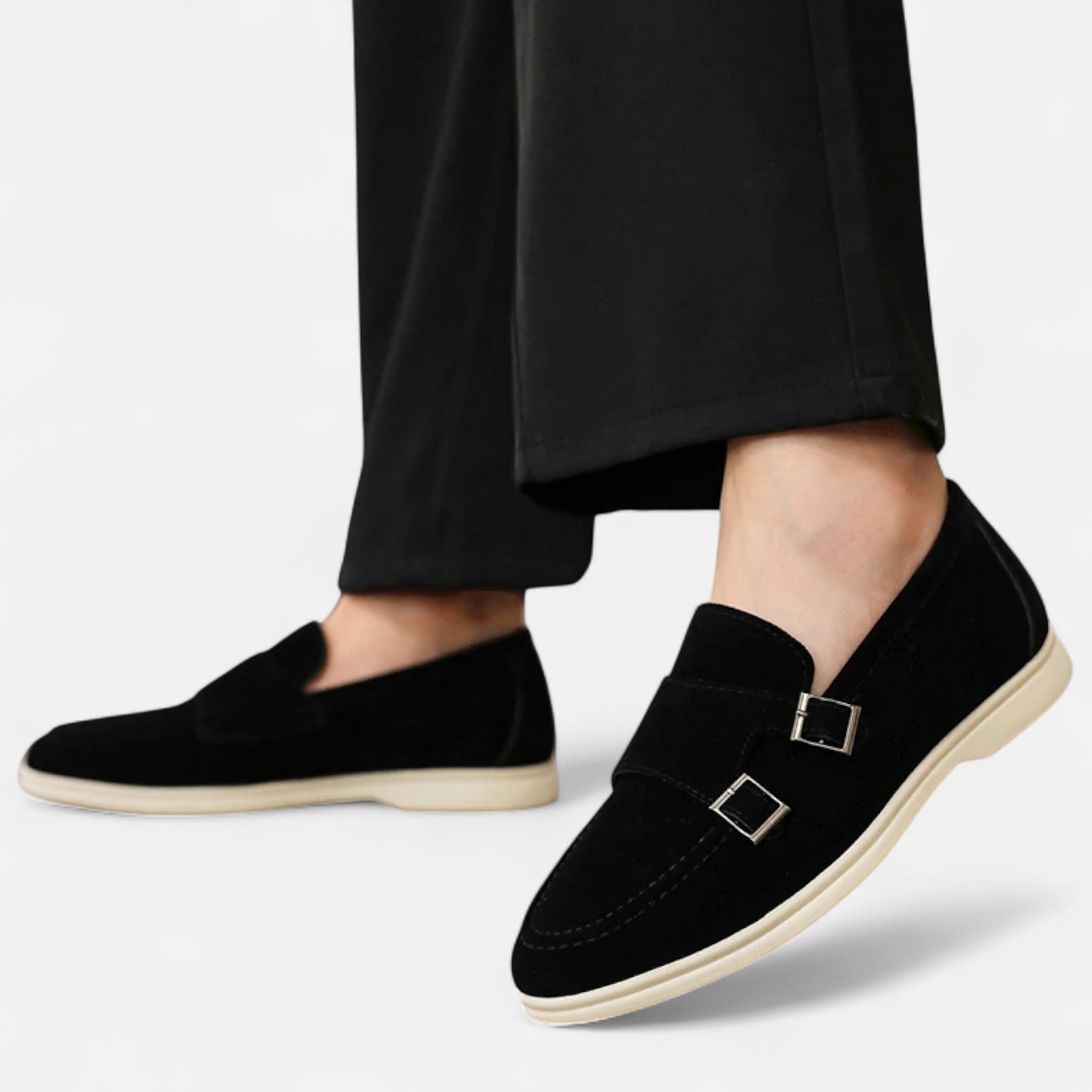 Men's Suede Monk Strap Loafers – Slip-On Elegance