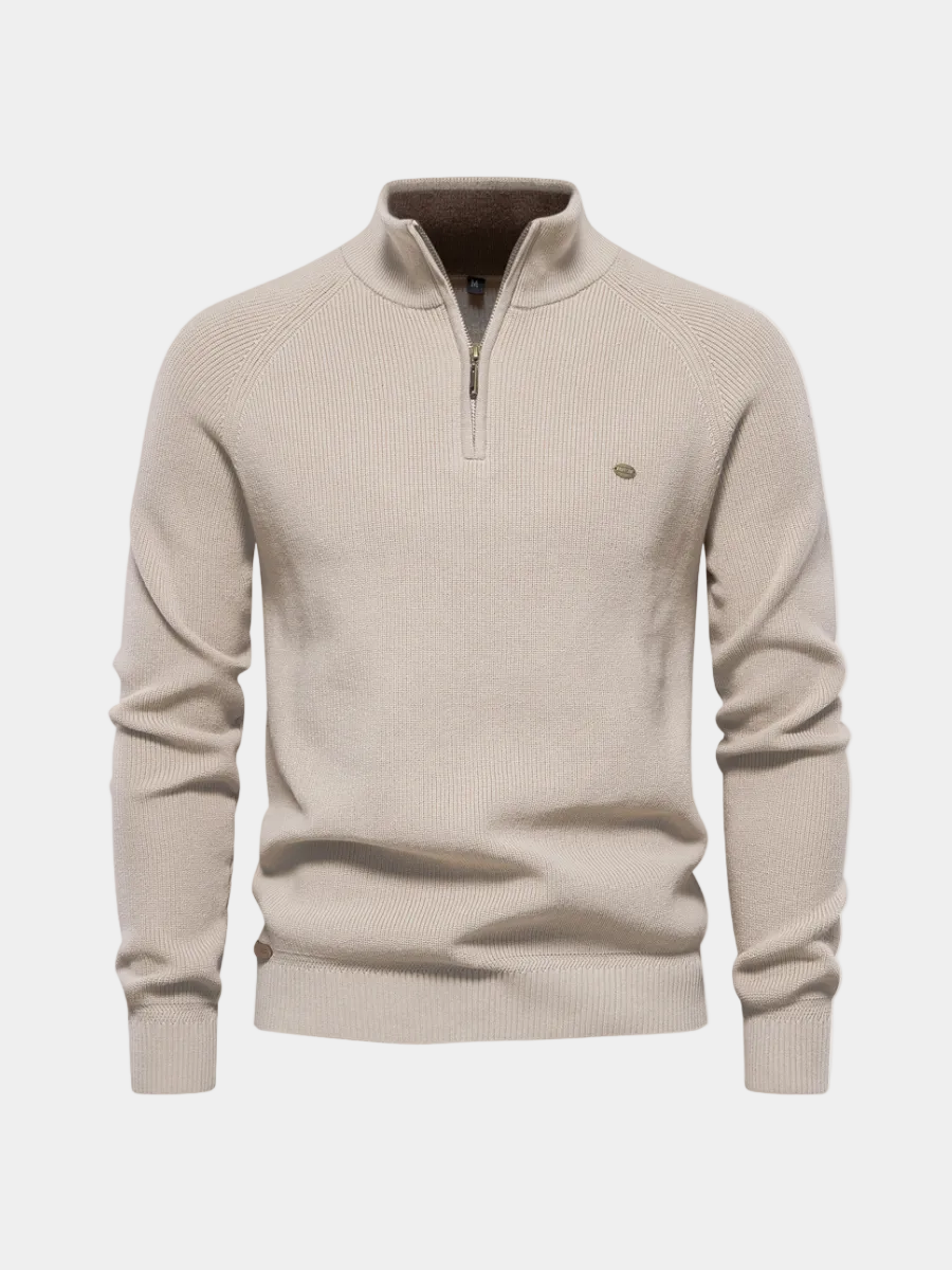 Maglione da Uomo con Collo Alto e Mezza Zip