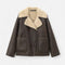 Giacca Donna Effetto Pelle con Colletto in Shearling e Tasche