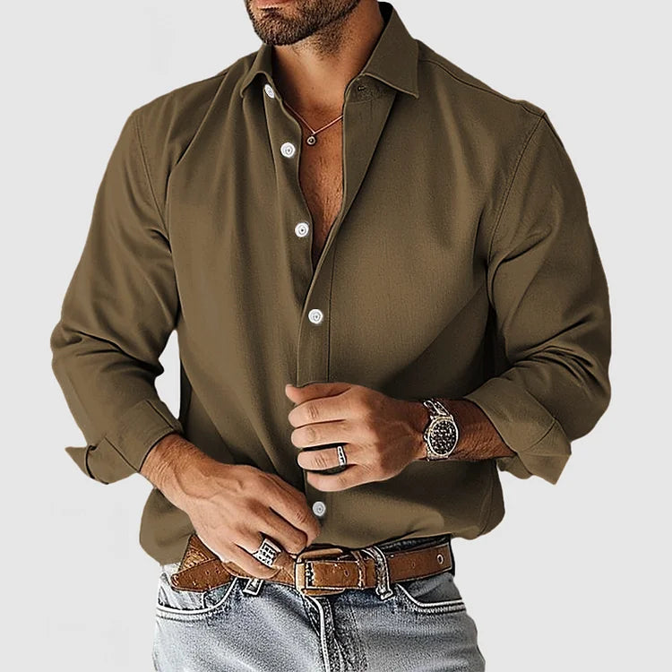 Camicia Casual da Uomo a Maniche Lunghe con Colletto Classico