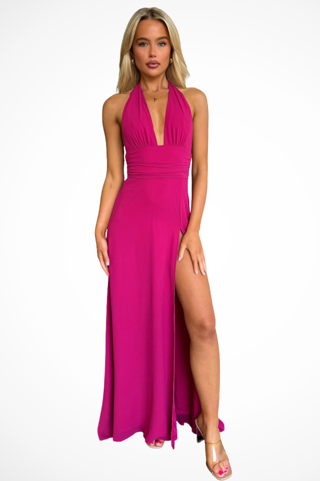 Kaelira | Maxi Abito da Donna con Scollo all'Americana e Spacco Laterale