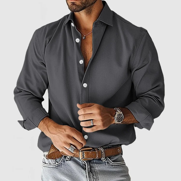 Camicia Casual da Uomo a Maniche Lunghe con Colletto Classico