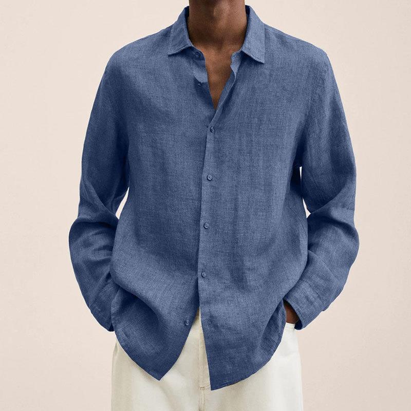 Camisa de lino de manga larga para hombre