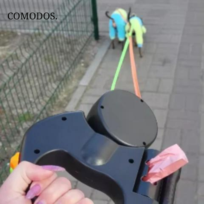 Guinzaglio Retrattile Doppio per Cani con Sistema Anti-Groviglio a 360°