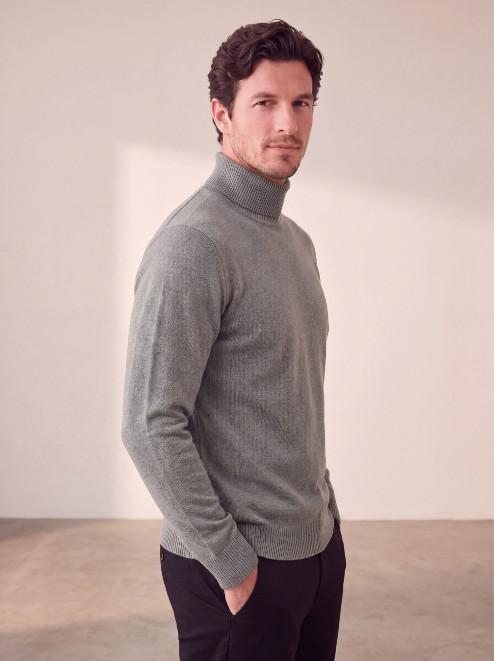 Maglione a Collo Alto da Uomo con Maniche Lunghe