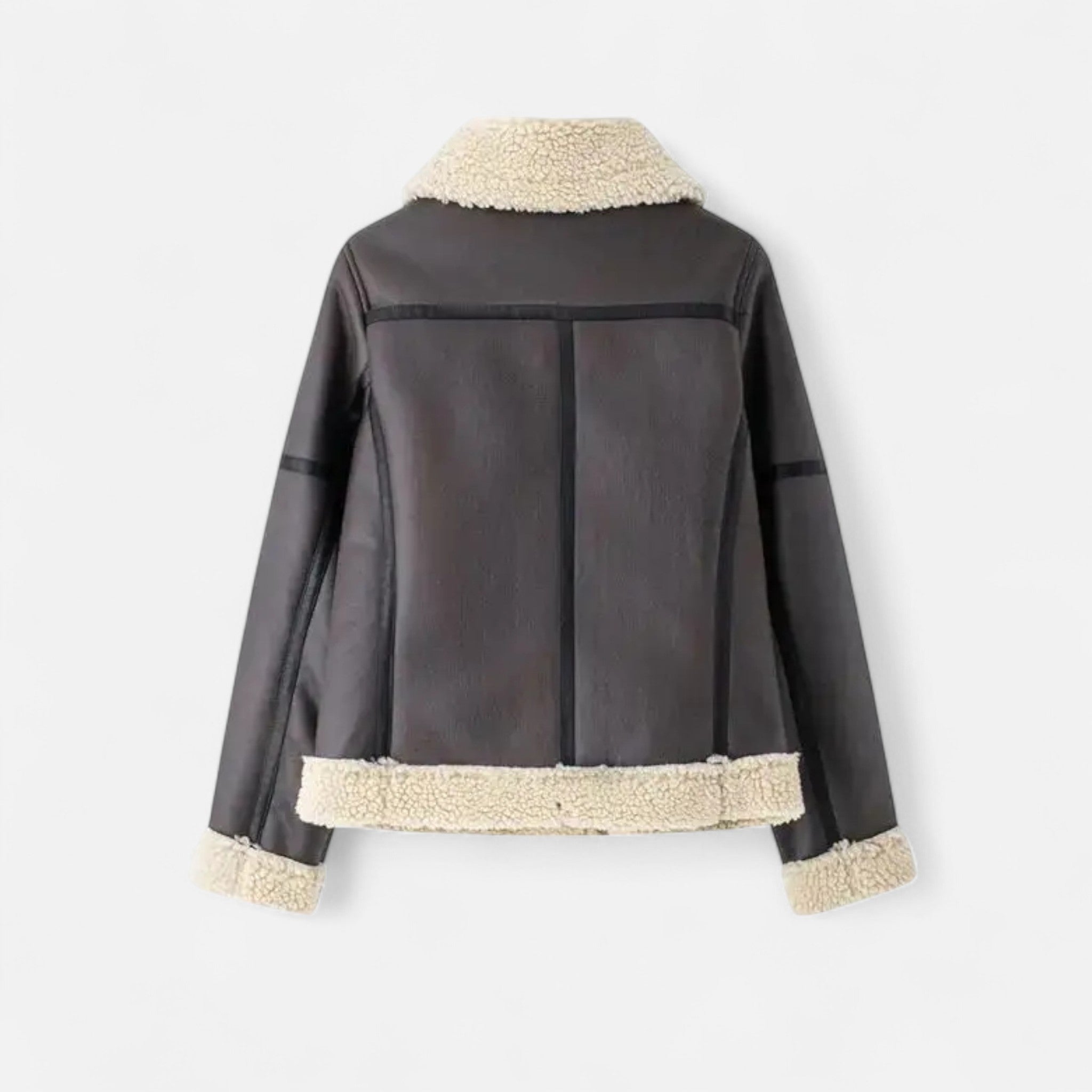 Giacca Aviator Donna con Collo Effetto Shearling e Cintura